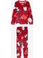 Kırmızı Kız Çocuk Penguen Desenli Uzun Kollu Pijama Takımı 1