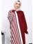 Bordo Çizgili Triko Elbise 3