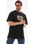Unisex Bisiklet Yaka Baskılı Oversize T-Shirt - Siyah -Vlmr 2
