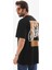 Unisex Bisiklet Yaka Baskılı Oversize T-Shirt - Siyah -Vlmr 5