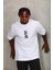 Unisex Oversize Baskılı Bisiklet Yaka T-Shirt - Beyaz -Vlmr 3