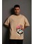 Erkek Mario Baskılı Oversize T-Shirt - Bej -Vlmr 1