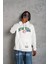 Erkek Baskılı Kapüşonlu Sweatshirt - Beyaz -Vlmr 1
