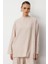 Oversize Yüksek Yaka Modal Karışımlı Bej Rengi Tunik 3