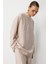 Oversize Yüksek Yaka Modal Karışımlı Bej Rengi Tunik 5