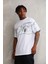 Unisex Bisiklet Yaka Baskılı Oversize T-Shirt - Beyaz -Vlmr 2
