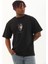 Unisex Oversize Baskılı Bisiklet Yaka T-Shirt - Siyah -Vlmr 1