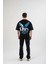 Unisex Bisiklet Yaka Baskılı Oversize T-Shirt - Siyah -Vlmr 4