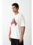 Unisex Baskılı Oversize T-Shirt - Beyaz -Vlmr 2