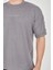 Unisex Jakar Kumaş Rahat Kol T-Shirt - Gri -Vlmr 2