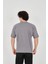 Unisex Jakar Kumaş Rahat Kol T-Shirt - Gri -Vlmr 3