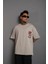 Erkek Sırt Baskılı A Kalite Oversize T-Shirt - Gri -Vlmr 2