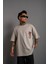 Erkek Sırt Baskılı A Kalite Oversize T-Shirt - Gri -Vlmr 3