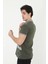 Erkek Yakalı Slim Fit Baskılı T-Shirt - Haki -Vlmr 3