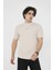 Unisex Bisiklet Yaka Slim Fit T-Shirt- Bej -Vlmr 4