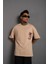 Erkek Sırt Baskılı A Kalite Oversize T-Shirt - Bej -Vlmr 3