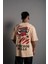 Erkek Sırt Baskılı A Kalite Oversize T-Shirt - Bej -Vlmr 5