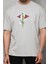 Unisex Bisiklet Yaka Baskılı Oversize T-Shirt - Gri -Vlmr 2