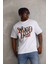 Unisex Baskılı Oversize T-Shirt - Beyaz -Vlmr 3