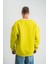 Geniş V Yaka Kol Ribana Detaylı Sweatshirt - Sarı -Vlmr 5