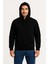 Erkek Üç Iplik Kapüşonlu Tam Fermuarlı Kanguru Çepli Sweatshirt Hoodie - Siyah -Vlmr 5