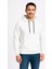 Erkek Üç Iplik Kapüşonlu Kanguru Cepli Sweatshirt Hoodie - Beyaz -Vlmr 1