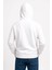 Erkek Üç Iplik Kapüşonlu Kanguru Cepli Sweatshirt Hoodie - Beyaz -Vlmr 3