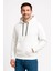 Erkek Üç Iplik Kapüşonlu Kanguru Cepli Sweatshirt Hoodie - Beyaz -Vlmr 5