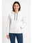 Kadın Üç Iplik Kapüşonlu Kanguru Çepli Sweatshirt Hoodie - Beyaz -Vlmr 1