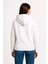 Kadın Üç Iplik Kapüşonlu Kanguru Çepli Sweatshirt Hoodie - Beyaz -Vlmr 2
