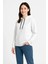 Kadın Üç Iplik Kapüşonlu Kanguru Çepli Sweatshirt Hoodie - Beyaz -Vlmr 3