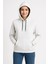 Kadın Üç Iplik Kapüşonlu Kanguru Çepli Sweatshirt Hoodie - Beyaz -Vlmr 4