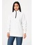 Kadın Üç Iplik Dık Yaka Yarım Fermuarlı Sweatshirt - Beyaz -Vlmr 3