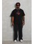 Unisex Oversize Baskılı Bisiklet Yaka T-Shirt - Siyah -Vlmr 1
