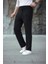 Erkek Paça Yırtmaçlı Burgu Selanik Dokulu Jogger Buggy Pantalon Rahat Kalıp - Siyah 3