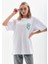 Unisex Baskılı Oversize T-Shirt - Beyaz -Vlmr 4