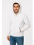 Erkek Üç Iplik Kapüşonlu Tam Fermuarlı Kanguru Cepli Sweatshirt Hoodie - Beyaz -Vlmr 1