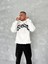 Unisex Üç Iplik Kapüşonlu Baskılı Sweatshirt - Beyaz -Vlmr 1