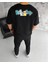 Unisex Bisiklet Yaka Baskılı Oversize T-Shirt - Siyah -Vlmr 2