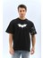 Unisex Ön ve Kol Baskılı Oversize T-Shirt - Siyah -Vlmr 1