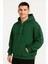 Erkek Ovarsize Kapüşonlu Swetshirt Kanguru Çepli Cıtcıtlı 3 Iplik Şardonlu Hoodie - Haki -Vlmr 1