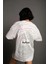 Kadın Bisiklet Yakalı Sırt Baskılı Oversize T-Shirt - Beyaz -Vlmr 1
