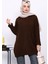 Kahverengi Dik Yaka Oversize Triko Kazak 1