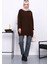 Kahverengi Dik Yaka Oversize Triko Kazak 2
