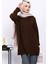 Kahverengi Dik Yaka Oversize Triko Kazak 3