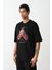 Unisex Baskılı Oversize T-Shirt - Siyah -Vlmr 1