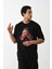 Unisex Baskılı Oversize T-Shirt - Siyah -Vlmr 2
