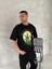 Ön ve Arka Baskılı Oversize Bisiklet Yaka T-Shirt- Siyah -Vlmr 2