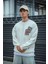 Uzun Kol Bisiklet Yaka Baskılı Sweatshirt - Beyaz -Vlmr 1