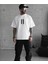 Unisex Bisiklet Yaka Baskılı Oversize T-Shirt - Beyaz -Vlmr 1